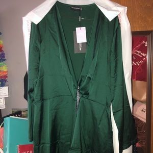 Green Pretty Little Thing wrap dress